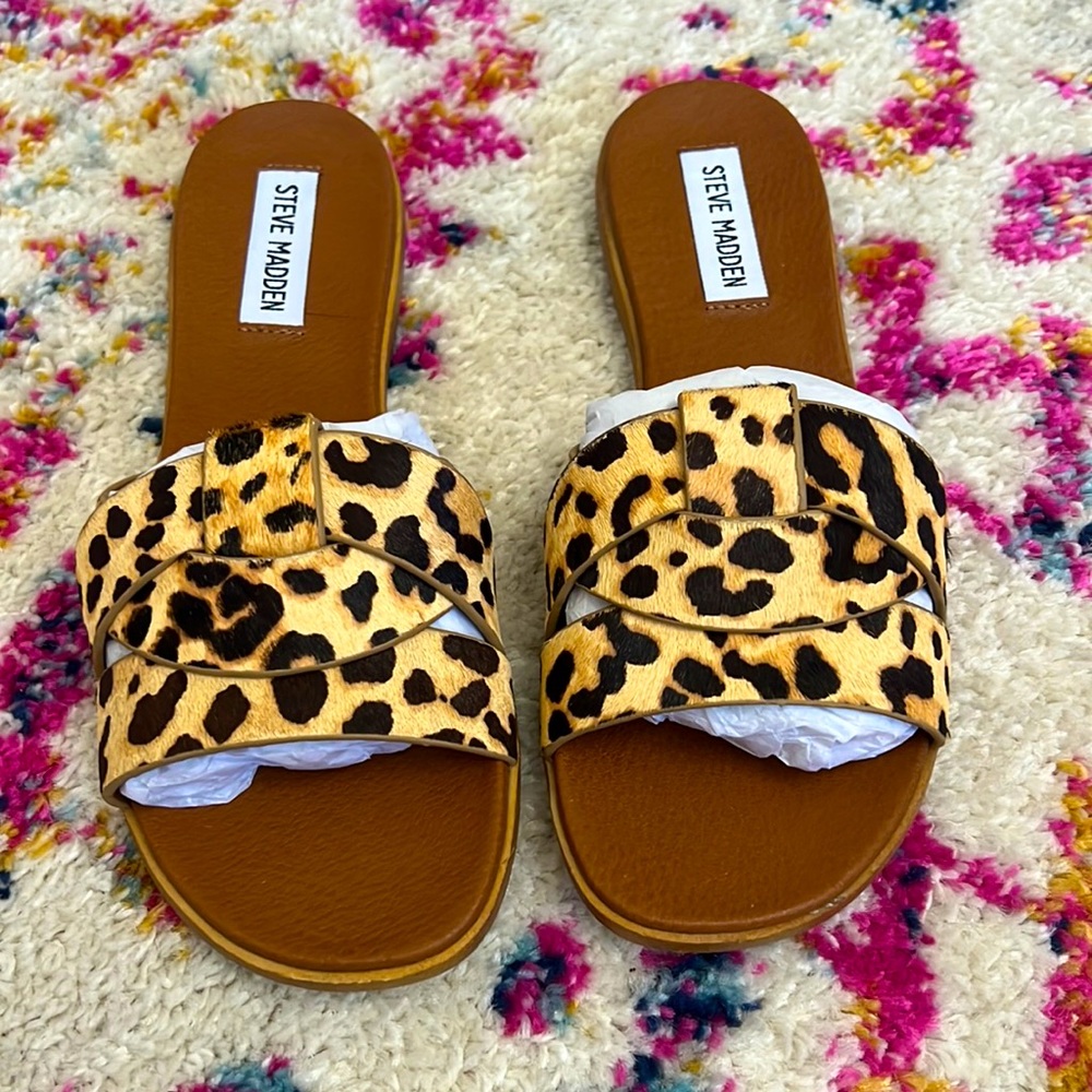 Brand New Steve Madden slip on Leopard Sandals